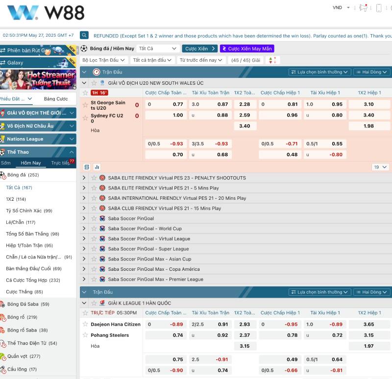 W88 – Sân Chơi Cá Cược Bóng Đá Hàng Đầu Châu Âu 2 Đa dạng loại kèo, tỷ lệ cược cạnh tranh